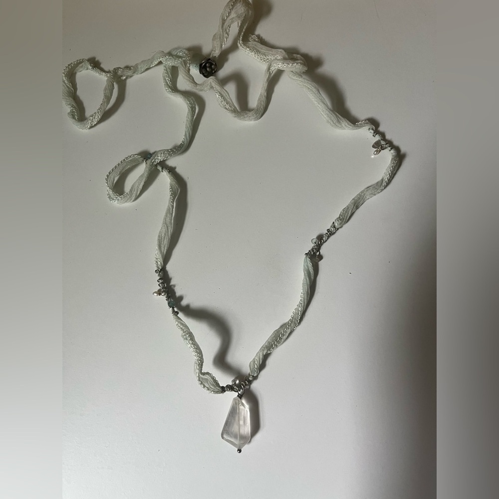 Silk Quartz Crystal Pearl Necklace